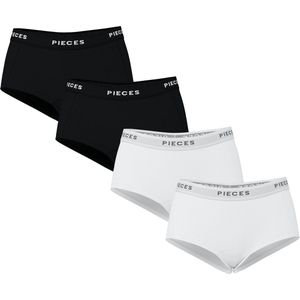Pieces - Dames Shorts - Wit - Katoenen Onderbroek - 4-Pack - Voordeelverpakking