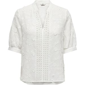 Only - Onlalice - Sportshirt - Wit - Korte Mouwen - Broderie Katoen