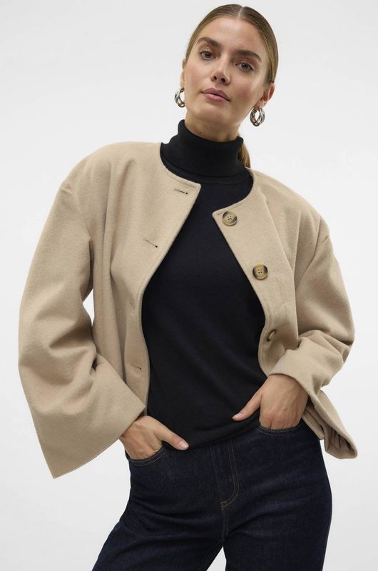 AWARE - Jas - Groen - Polyester - Knoopsluiting - Lange Mouwen