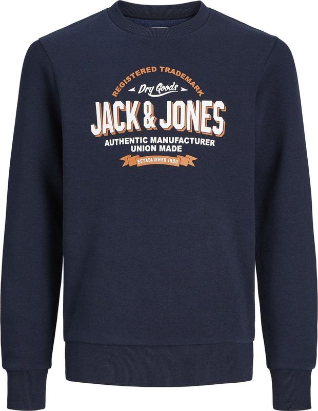 JACK&JONES JUNIOR JJELOGO SWEAT CREW 2 CO/25 NOOS JNR Jongens Trui - Navy Blazer White + Marmelade