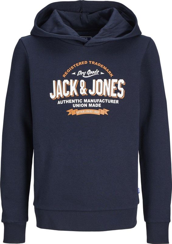 JACK&JONES MINI JJELOGO SWEAT HOOD 2 CO/25 NOOS MNI Jongens Trui - Navy Blazer White + Marmelade