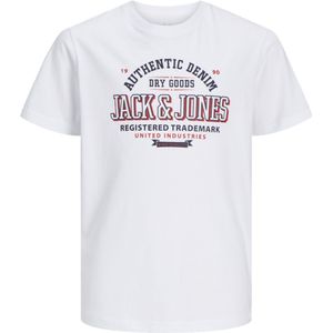 Jack Jones Junior Jjelogo Tee Ss Oneck 2col Noos Jnr Jongens t-Shirt - White Navy Blazer + True Red