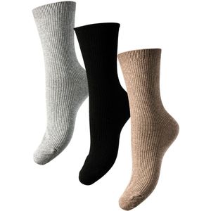 3-paar dames sokken - Marta - Katoenen sokken multipack - Taupe Grey