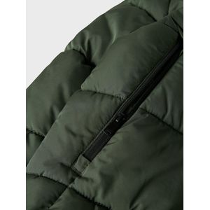 Name It - Memo - Winterjas - Donkergroen - 100% Polyester, Afneembare Capuchon, Reflecterend Detail