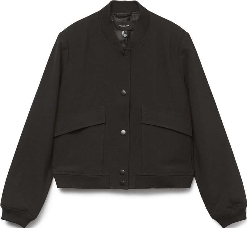 Jas - Kort - Hoge Opstaande Kraag - Lange Mouwen - Knoopsluiting - Voorzakken