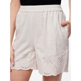 PIECES - ALMINA - Broek - Ivoor - Katoen - High Waist