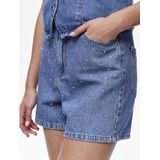 Pieces Pcsky Hw Rhinestone Shorts Blue Denim BLAUW