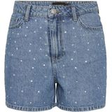 Pieces Pcsky Hw Rhinestone Shorts Blue Denim BLAUW