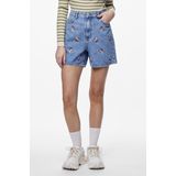 Denim Short - Hoog Taille - Geborduurde Bloemen - Biologisch Katoen