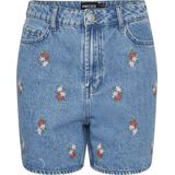 Denim Short - Hoog Taille - Geborduurde Bloemen - Biologisch Katoen