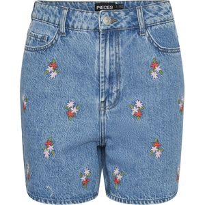 Denim Short - Hoog Taille - Geborduurde Bloemen - Biologisch Katoen