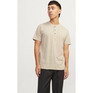 Jack Jones Blunixs Henley T-shirt Met Korte Mouwen Beige L Man