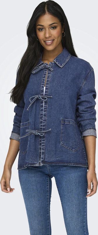 Onlthille - Denim Jas - Lang - Gespreide Kraag - Voorzakken