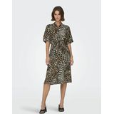 Jacqueline de Yong Jurk Jdybarbara 2/4 Midi Shirt Dress Wvn 15323341 Seedpearl/leo Panterprint Dames Maat - S