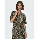 Jacqueline de Yong Jurk Jdybarbara 2/4 Midi Shirt Dress Wvn 15323341 Seedpearl/leo Panterprint Dames Maat - S