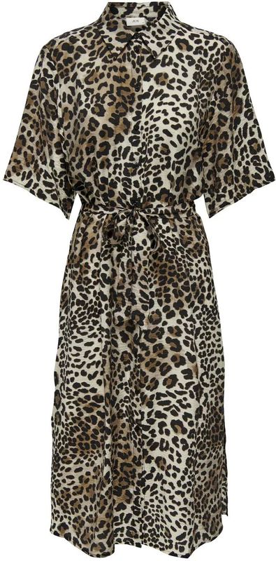 Jacqueline de Yong Jurk Jdybarbara 2/4 Midi Shirt Dress Wvn 15323341 Seedpearl/leo Panterprint Dames Maat - S