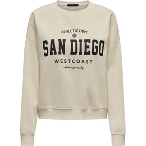 ONLY - Sweater - Ecru - Katoen - Ronde Hals, Lange Mouwen