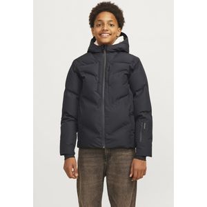 JACK & JONES JUNIOR gewatteerde winterjas JCOSLAY HEAT zwart