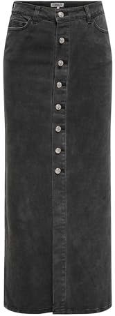 ONLKITA - Button Maxi DNM - Rok - Washed Black - Maxi Lengte