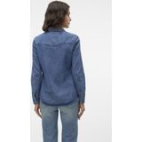Vero Moda - Vmjennie Ls Blouse - Denim - Blue - Katoen/Viscose