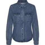 Vero Moda - Vmjennie Ls Blouse - Denim - Blue - Katoen/Viscose