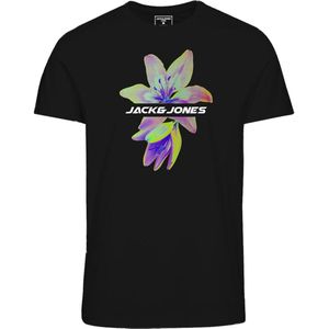 Jack Jones Junior Jcoflower Print Tee S S Crew Neck FST JNR T-shirt zwart 128