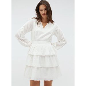 mbyM - Faina - Midi-Jurk - Wit - Ruches