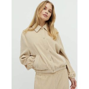 Beige corduroy kort jasje met knoopsluiting Karone - mbyM