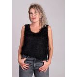 MbyM - Meline - Blousetop - Zwart - Fluffy - Mouwloos