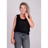 MbyM - Meline - Blousetop - Zwart - Fluffy - Mouwloos