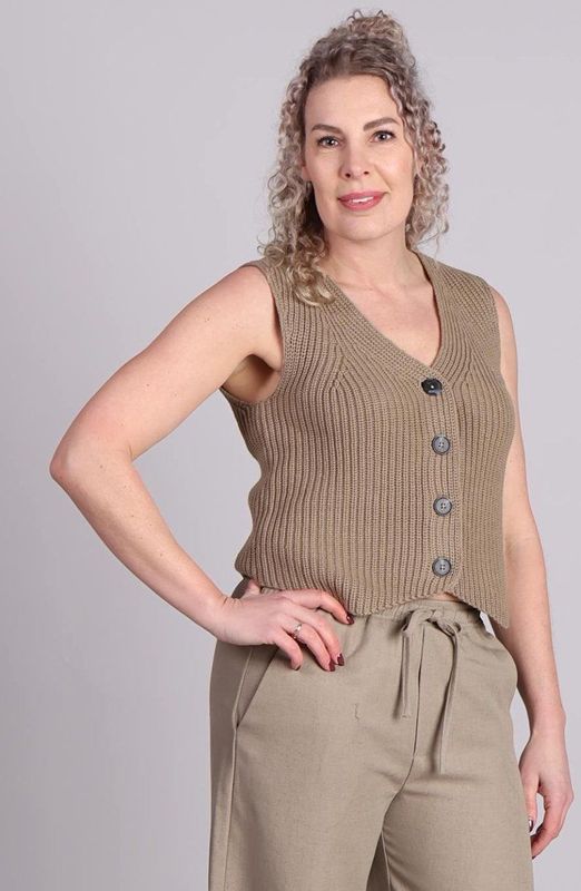 mbyM - Ilina-M Gilet - Beige - Gebreid