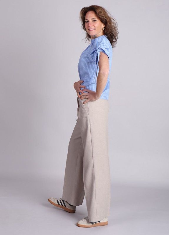 mbyM - Cristiana Long-M - Pantalon - Beige - Linnen en Polyester