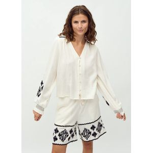 MbyM - Kanja-M - Blouse - Off White - Zwarte Borduursels