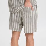 Solid Fried - Korte Broek - Grijs - Crème Wit - 58% Linnen - 42% Viscose