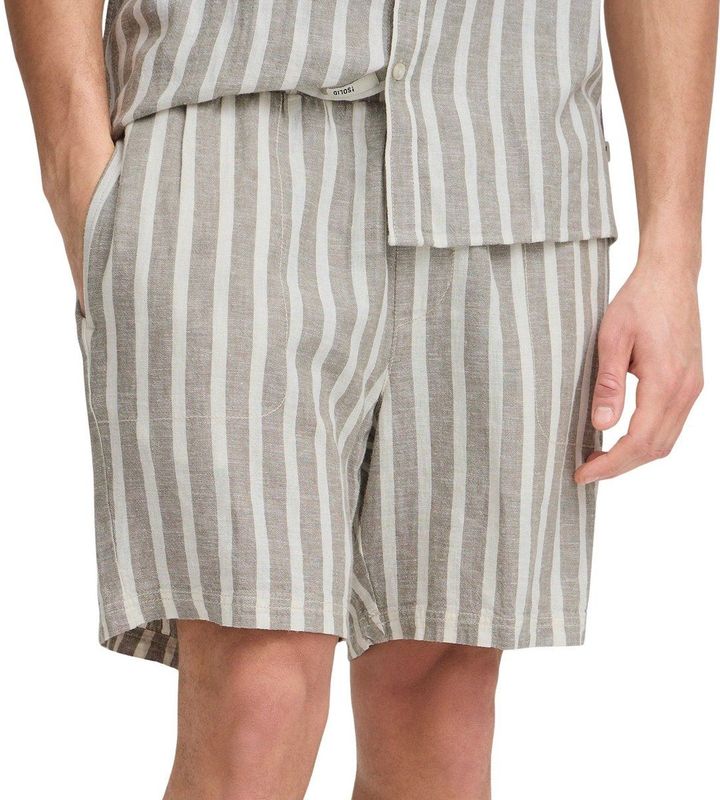 Solid Fried - Korte Broek - Grijs - Crème Wit - 58% Linnen - 42% Viscose