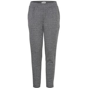ICHI - Ihkate - Casual Broek - Zwart/Wit - Jacquard - Visgraat