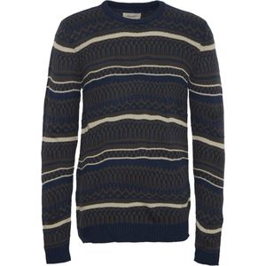 Blend - Trui - Ronde Hals - Katoen - Fijn Gebreid - Geribde Boorden