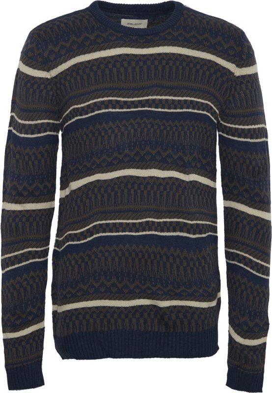 Blend - Trui - Ronde Hals - Katoen - Fijn Gebreid - Geribde Boorden