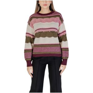 Ichi, Dames, Truien, Roze, Maat: S Poliester,