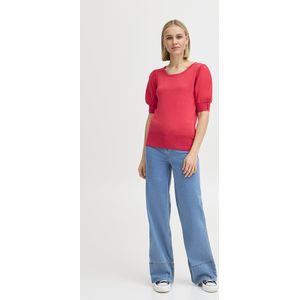 Shirt - Effen - Jersey - Ronde Hals - Kwartmouw - Normale Pasvorm