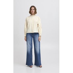 Ichi - Blouse - Lange Mouwen - Highneck - Ruches - Allover Patroon