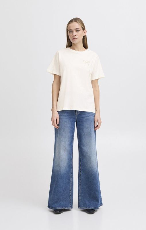 ICHI T-shirt - Wit - Katoen - Regular Pasvorm