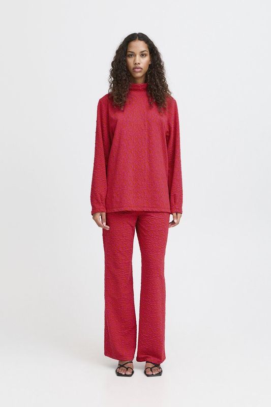 ICHI - Straight Casual Broek - Rood