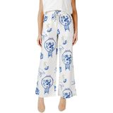 Ichi - Printed Lace-Up Trousers - Blauw/Wit - Linnen/Polyamide/Viscose