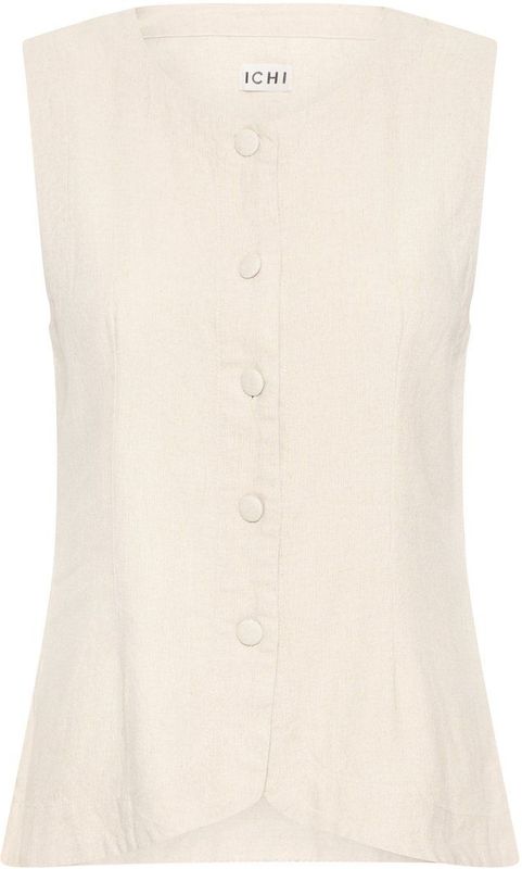 Ichi - Ecru Blouse - Dames - Natuurlijk - Met Knopen