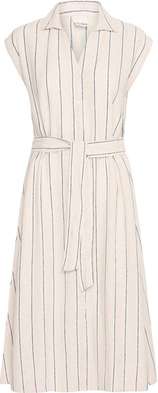 ICHI - Zomerjurk - Ecru - Korte Jurk - Linnen