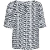 ICHI - Blouse - Blauw - Korte Mouwen - 100% Viscose