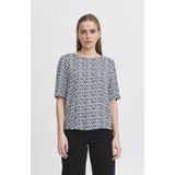 Ichi - Blouse - Zwart - Korte Mouwen - 100% Viscose