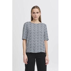 Ichi - Blouse - Zwart - Korte Mouwen - 100% Viscose