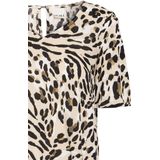 Ichi - Leopard Print V-Neck Blouse - Beige - 100% Viscose